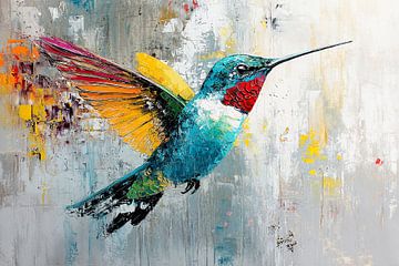 Garten Abstrakt Kolibri mit Farbe von Abstraktes Gemälde