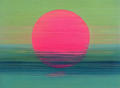 Rose Vert | Abstrait Cercle rose sur vert