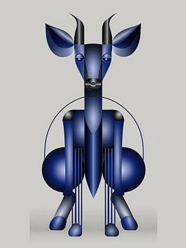 PopArt Blue Sentinel - Guardian of the balance by Klaus Tesching - Art-AI