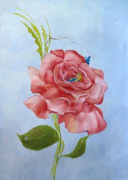 Fairy-tale painting with rose: Thumbelina by Anne-Marie Somers