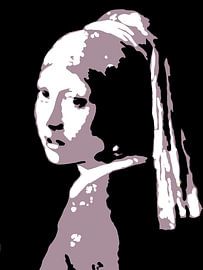 Abstraktes Mädchen mit dem Perlenohrring von Atelier Derik