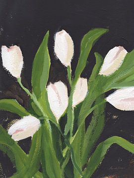 Witte tulpen op zwart, Pamela Munger