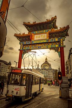 Photography Belgium Architecture - Paifang known as Pagoda Gate in Antwerp Chinatown