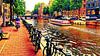 Rondvaartboot Amsterdam en fietser van Digital Art Nederland thumbnail
