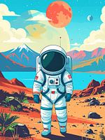 Astronaut on Orange Desert Planet