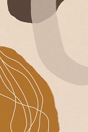 Modern abstract minimalist shapes in yellow , beige, brown and white  IV by Dina Dankers