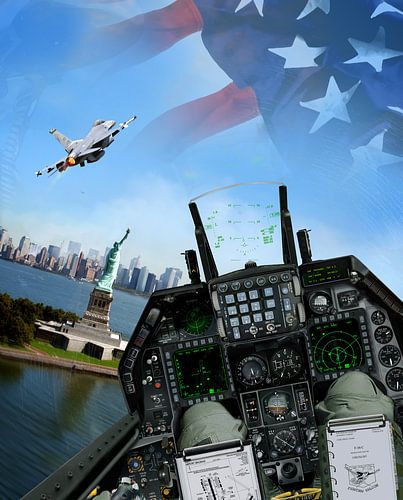F-16C flyby of the Statue of Liberty 9/11