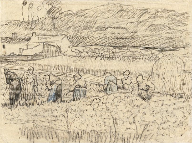 Vincent van Gogh. Landschaft mit Bäuerinnen von 1000 Schilderijen