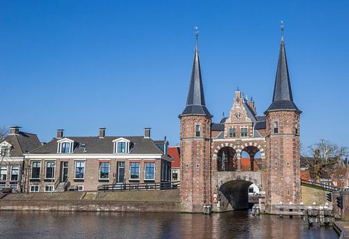 Historical water gate in the Frisian Eleven City Sneek