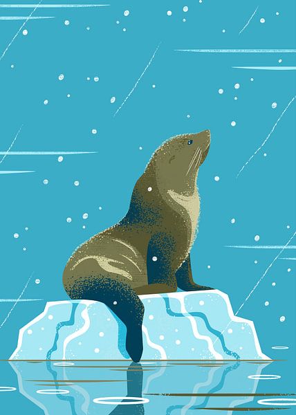 Fur seal on Ice floe by Eduard Broekhuijsen