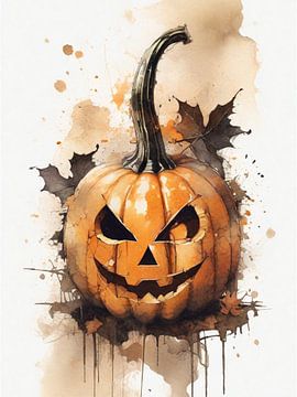 Getaucht in Schatten, erwacht zum Gruseln: Kürbis-Kunstwerk für Halloween-Nächte von ArtDesign by KBK