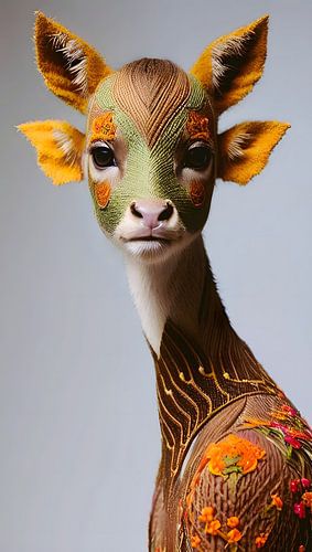Stitched Elegance: das Porträt eines anthropomorphen Hirsches