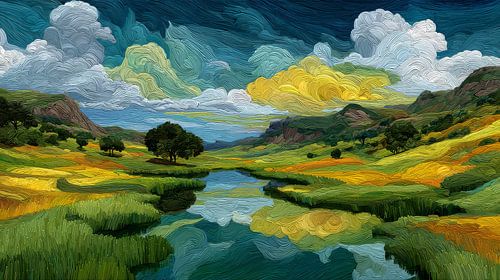 kleurrijk fictief landschap