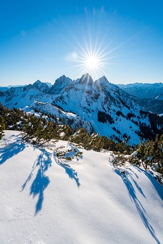 Prachtig winteruitzicht op de Füssener Jöchle