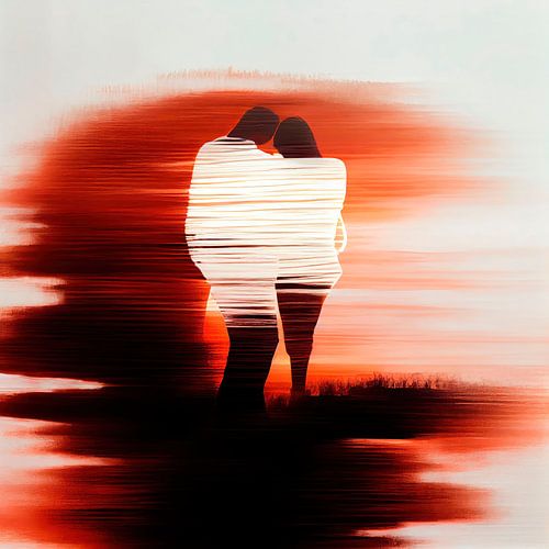 Abstract Couple with Coarse Brushstrokes