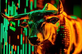 Bull in neon colours - financial symbolism by Poster Art Shop