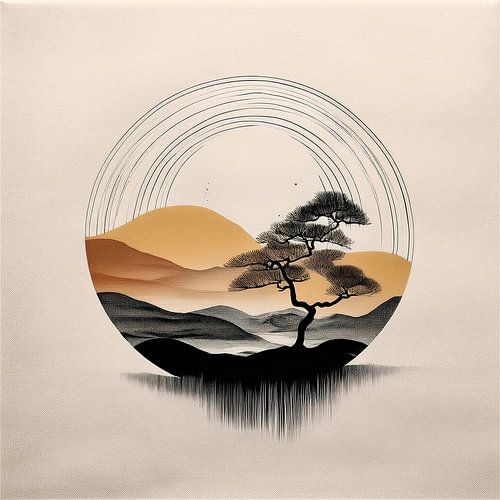 Japandi - WabiSabi art - Serie: Japanische Landschaft -1