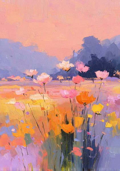 Zee van bloemen in warme kleuren van Niklas Maximilian