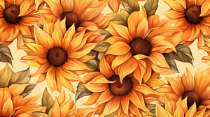 Warm getönte Aquarell-Sonnenblumen, Muster für Kunst Design
