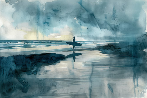 Painting, watercolour, surfing -8