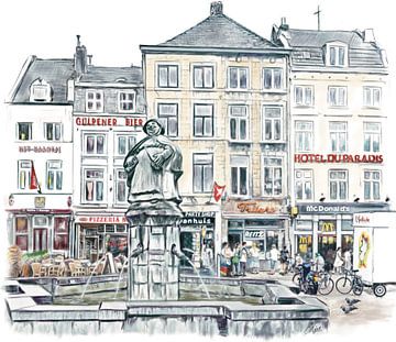 Mooswief (fontein), markt Maastricht van Karen Nijst