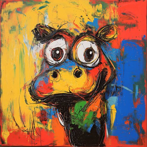 Kleurrijk Nijlpaard met Grote Ogen