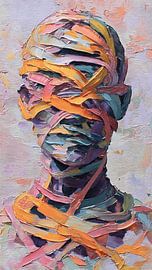 Abstract Human Entanglement Ribbon Portrait Expressionism Painting by Aden Pink Studio
