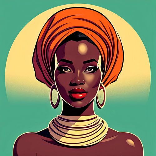 Tarika, illustratie van een Afrikaanse vrouw in retro stijl