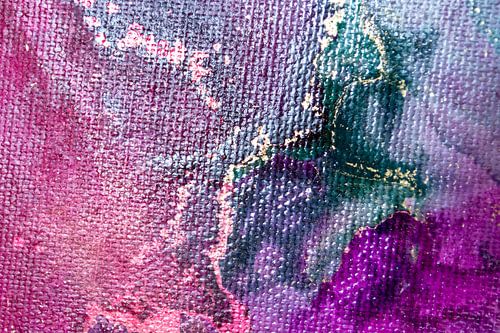 Abstrakte Alcohol-Ink-Malerei auf Leinwand, Pink, Grün und Violett