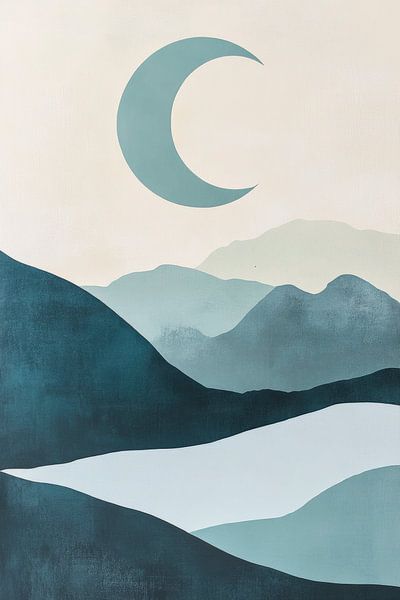 Gentle hills under the moonlight by Poster Art Shop