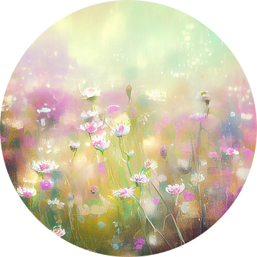 Bloemenveld petites fleurs roze, lila, wit van Bianca ter Riet