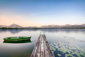 Hopfensee im Allgäu morgens an einem schönen Sommertag