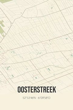 Vintage landkaart van Oosterstreek (Fryslan) van Rezona