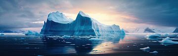 IJsbergen in het ochtendlicht van fernlichtsicht