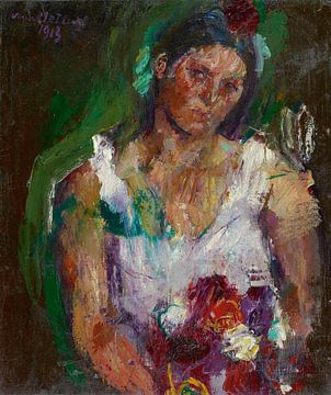 De vrouw van de kunstenaar met bloemen, Anton Kolig
