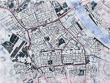 Karte von Spijkenisse im stil 'White winter' von Maporia