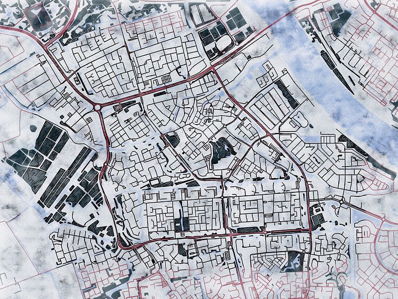 Map of Spijkenisse with the style 'White Winter' by Maporia
