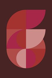 Abstracte geometrische kunst in retrostijl in roze, terra, bruin nr. 1_7 van Dina Dankers