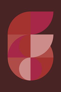 Art géométrique abstrait de style rétro en rose, terra, brun no. 1_7 sur Dina Dankers