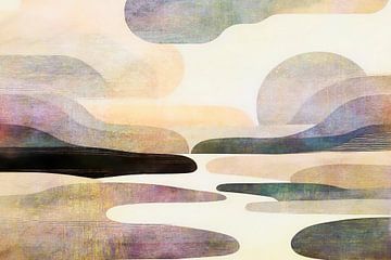 Abstractie van een Scandinavisch herfstlandschap van Mad Dog Art