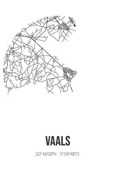 Vaals (Limburg) | Map | Black and white by Prints of Place