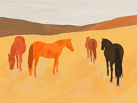 Horses in the Golden Field by Thing Design