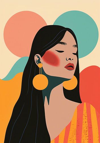 Abstract portret van een Aziatische vrouw