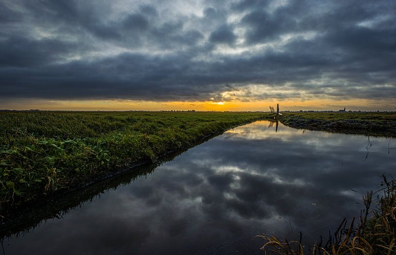 Polder reflection of clouds by peterheinspictures