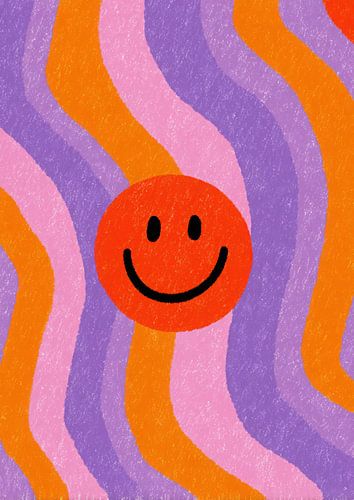 Retro smiley on wavy background