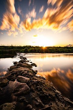 Ship brook Markelo Sunset long shutter speed. by Frank Slaghuis