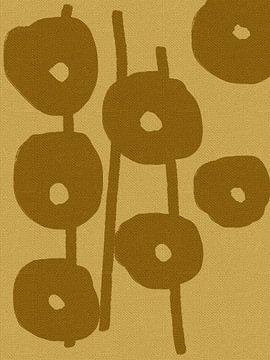 Okergele bloemen op geel van Dina Dankers