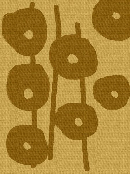 Ochre flowers on yellow by Dina Dankers