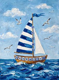 Striped Sailboat Blue Ocean sur HUGO