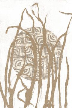 Ikigai. Soleil et herbe. Art zen abstrait. Style japonais dans des teintes terreuses VII sur Dina Dankers